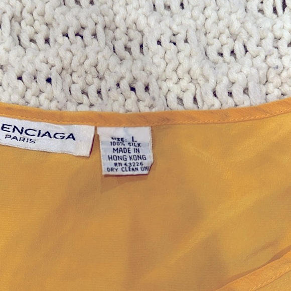 Vintage Balenciaga mustard color Women's top size large silk fabric - Picture 5 of 5